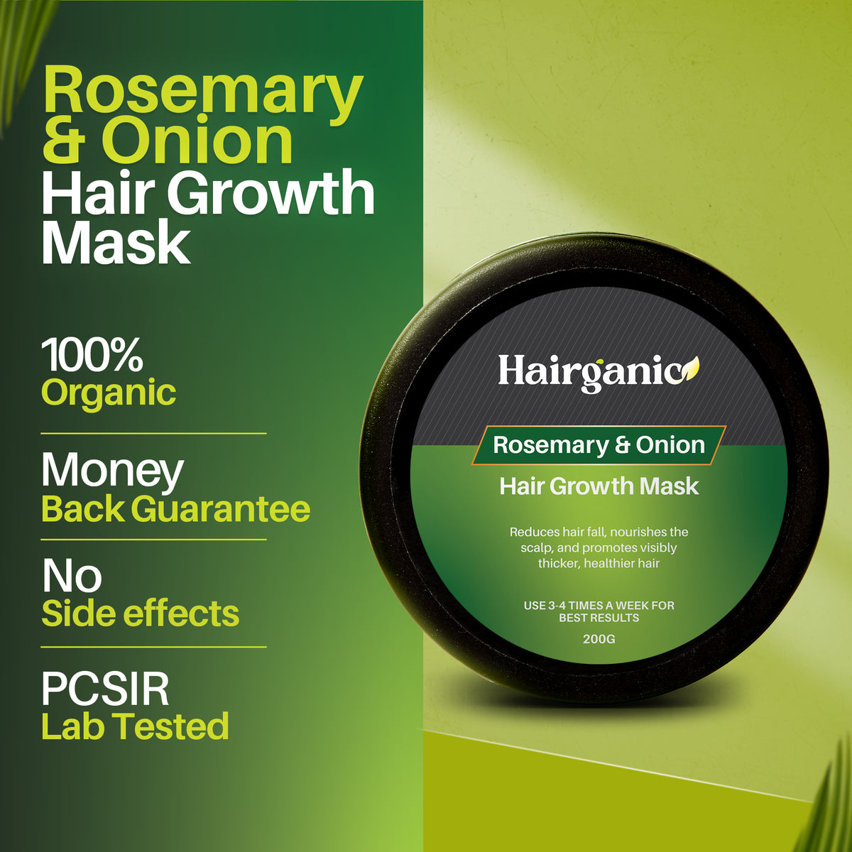 Hairganic Rosemary Onion Deep Repair Hair Mask Pakistan — Anti Hair Fall, PCSIR Lab Tested