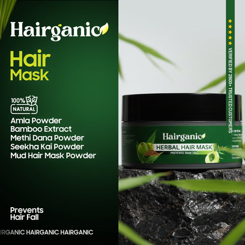 Best hair mask in Pakistan for hair fall and damage — Hairganic herbal powder mask, chemical free