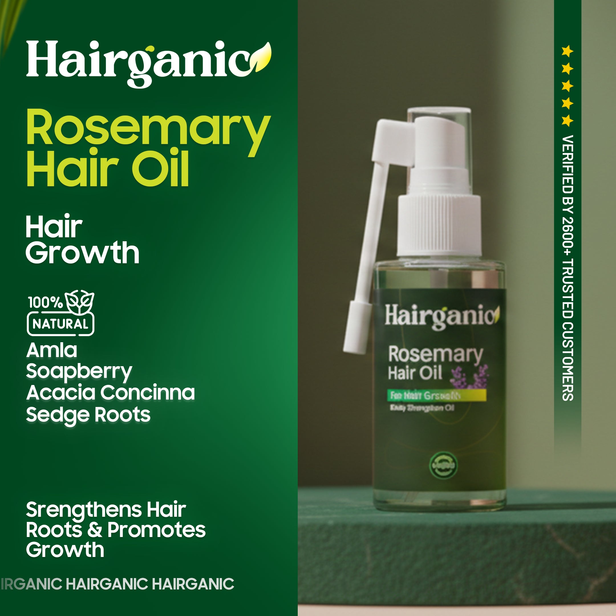 Hairganic Rosemary Hair Oil Pakistan — Stimulates Hair Follicles, Promotes Regrowth, PCSIR Tested
