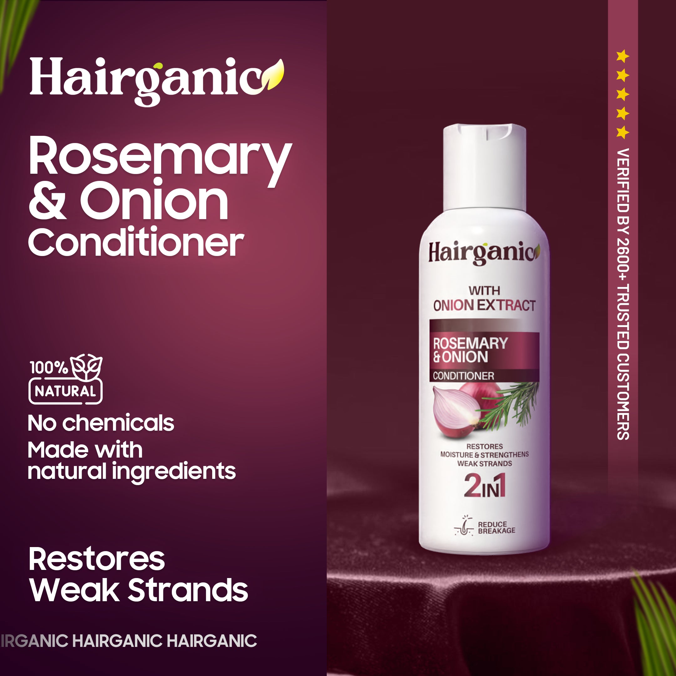 Hairganic sulphate free conditioner Pakistan — rosemary, onion extract, PCSIR lab tested formula