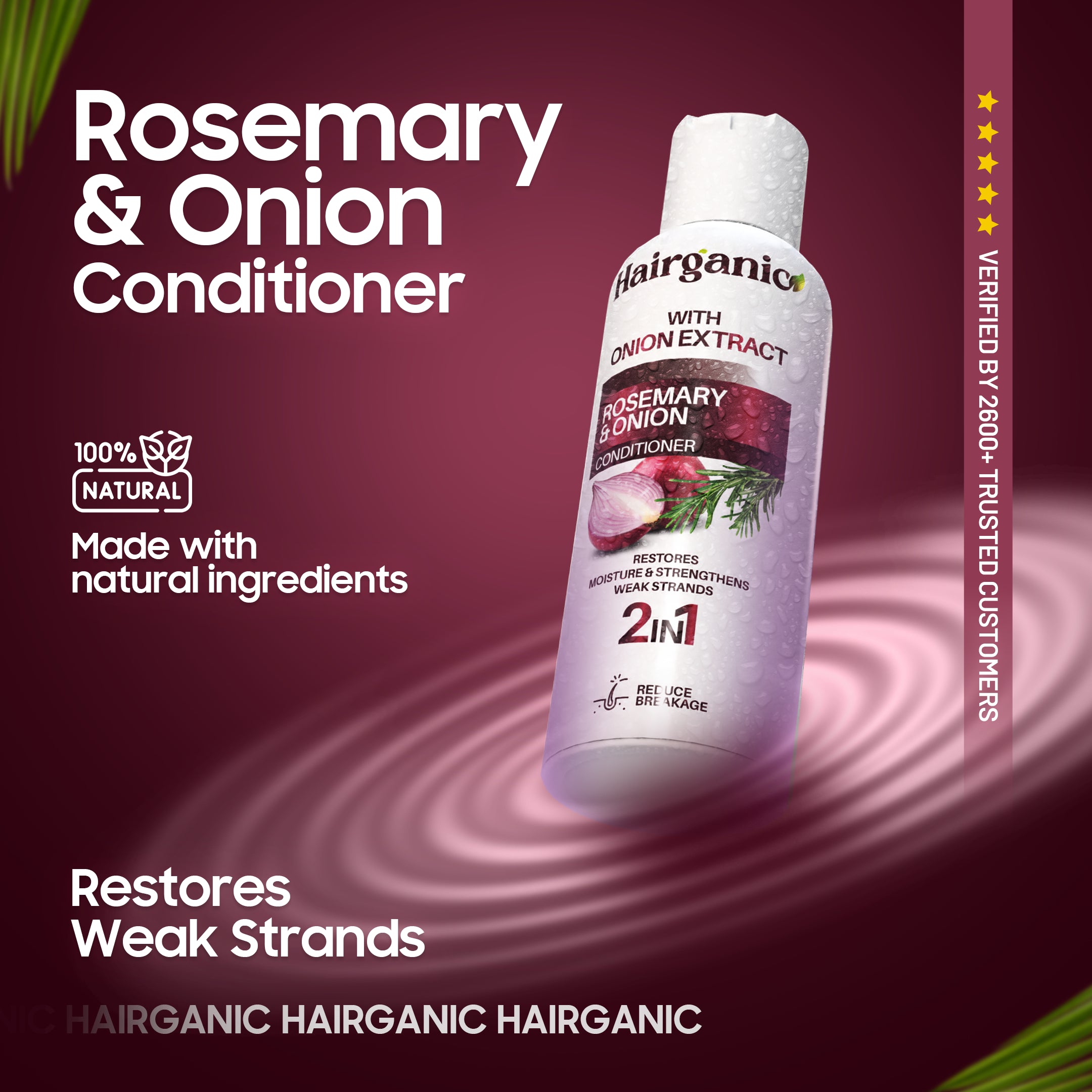 Hairganic sulphate free conditioner Pakistan — rosemary, onion extract, PCSIR lab tested formula