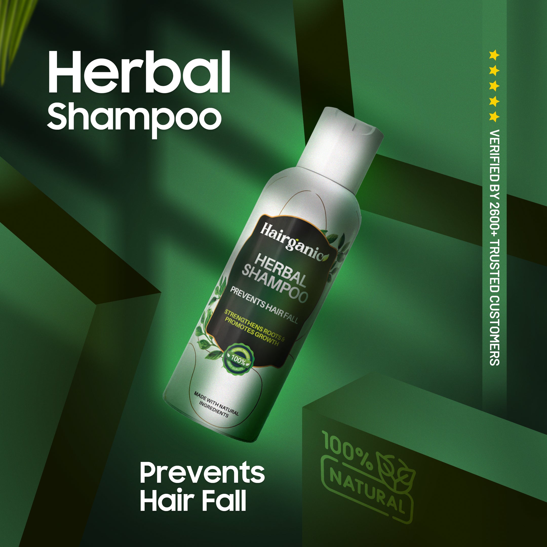 Herbal shampoo bottle with Amla, Reetha and Shikakai — Hairganic Pakistan hair fall shampoo