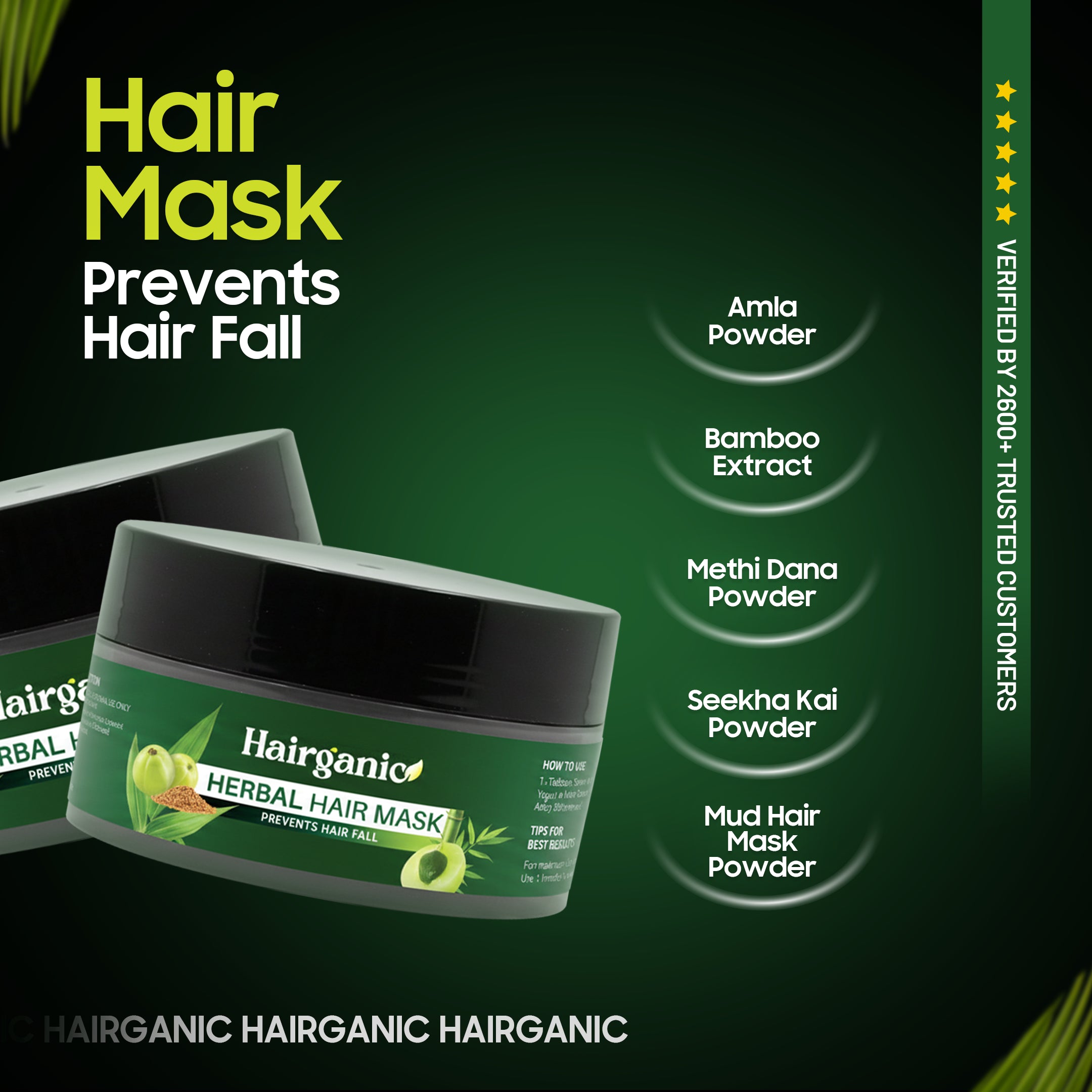 Best hair mask in Pakistan for hair fall and damage — Hairganic herbal powder mask, chemical free