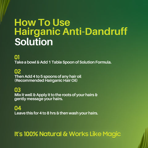 Hairganic anti-dandruff solution ingredients — organic, free from harsh chemicals, soothing formula