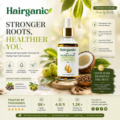 Hairganic 8-Herb Hair Fall Control Oil — Free Herbal Shampoo and Conditioner Included, PCSIR Tested