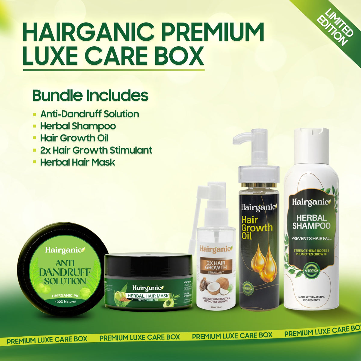 Hairganic Luxe Care Box Pakistan — Best Organic Hair Care Kit, Premium Herbal, PCSIR Lab Tested