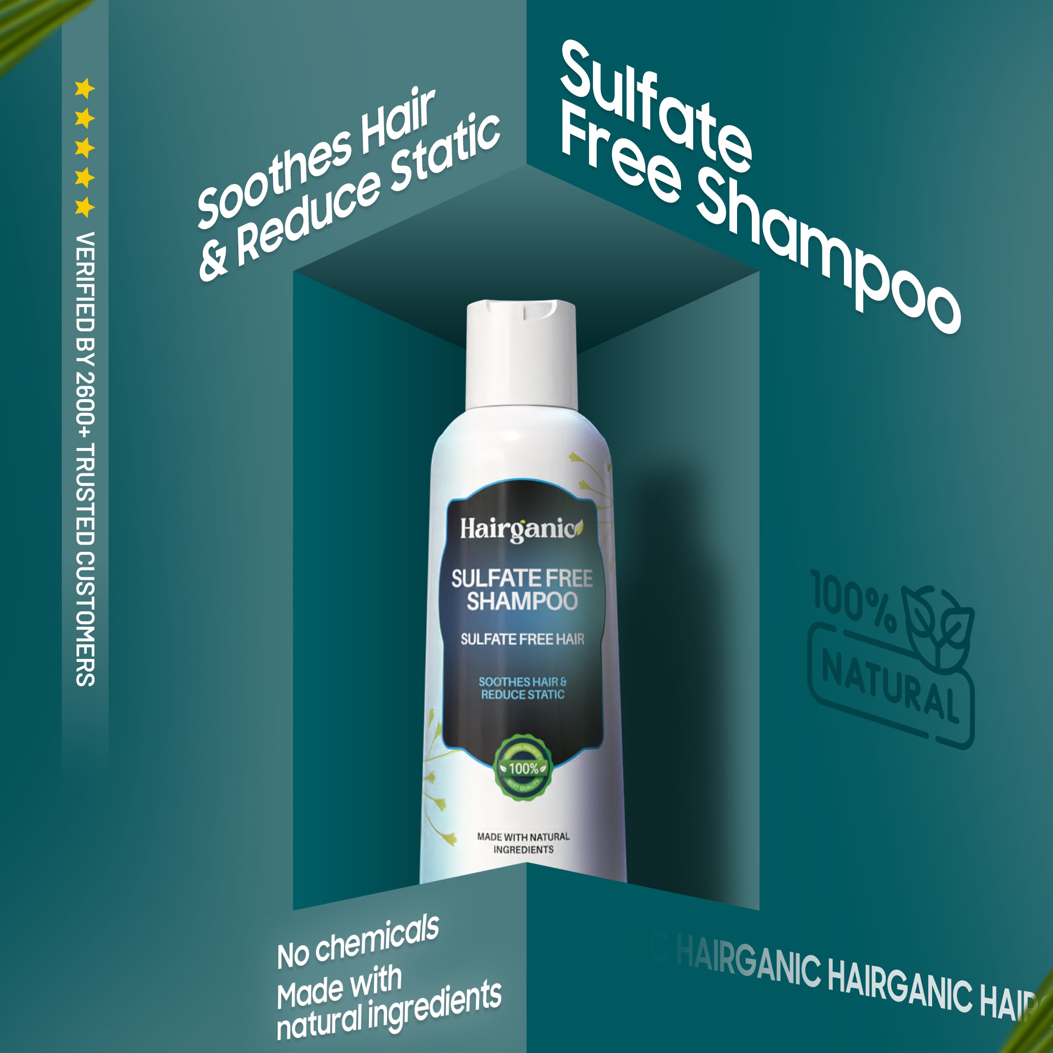 Hairganic sulphate free shampoo ingredients — Decyl Glucoside, Lauroyl Sarcosinate, herbal extracts