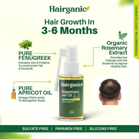Hairganic Rosemary Hair Oil Pakistan — Stimulates Hair Follicles, Promotes Regrowth, PCSIR Tested