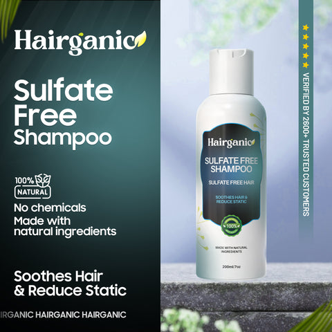 Woman washing hair with Hairganic sulfate free shampoo — soft, smooth hair after use